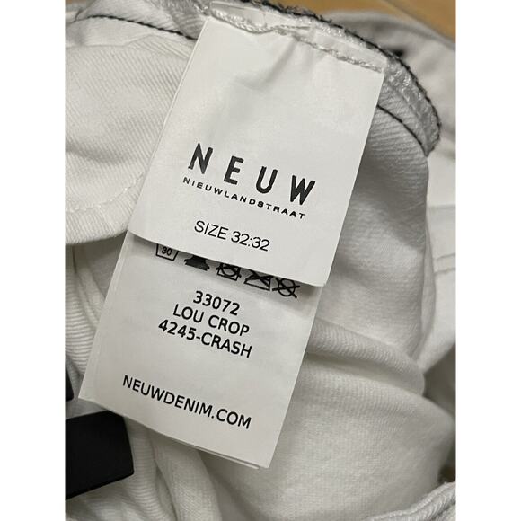 Neuw Lou Crop‎ Jeans Men Size 32 White Raw Hem Distress Slim Leg Punk Streetwear - Picture 6 of 7